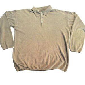 Bugle Boy Vintage‎ men's olive green collared sweater soft acrylic sz L